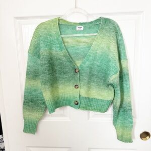 COTTON ON Ombre Fluffy Cardigan Green MEDIUM